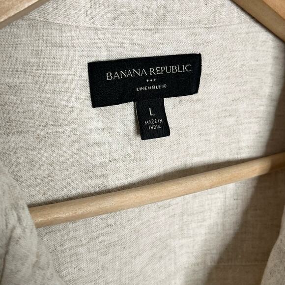 Banana Republic Womens Linen Blend Embroidered Top Large Beige White Neutral - Picture 5 of 9